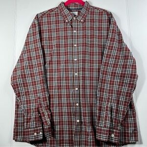 Croft & Barrow Men's Burgundy Plaid Button-Down Shirt easy care xxl cotton poly